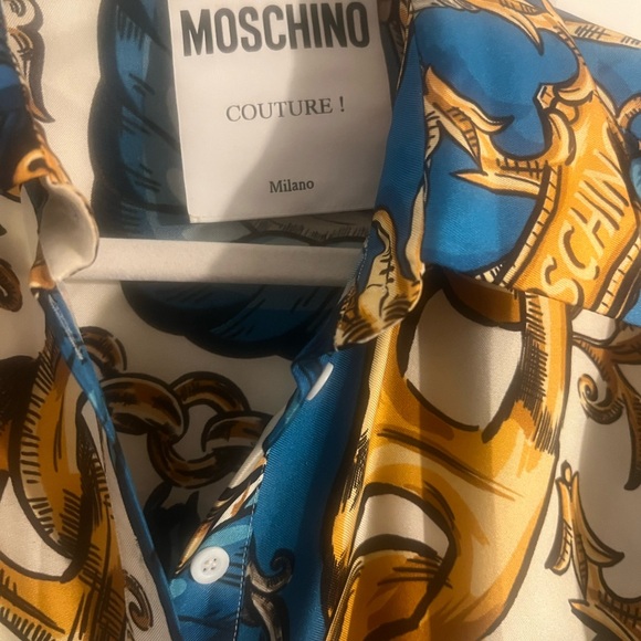 Moschino Vibrant Blue and Gold Shirt